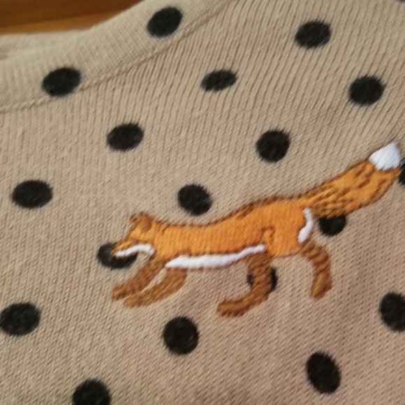 ASOS Knit Tan/Black Polka Dot Fox Crop Top Petite - Picture 2 of 5